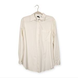 Lafayette 148 New York Women's Ivory Long Sleeve Button Down Shirt Size M